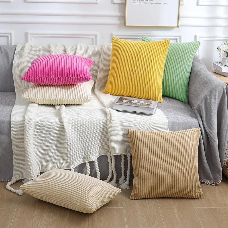 Axyaa Soft Corduroy Cushion Cover 45x45 - Luxury Home Decor Pillow Case