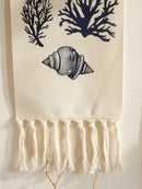 Boho Coastal Seashell Wall Hanging Tapestry by Axyaa - Nautical Beach Home Decor