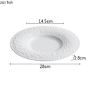 Axyaa Relief Stone Pattern Ceramic Plate Set for Dining Table and Kitchen