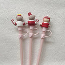 Axyaa Strawberry Bear Silicone Straw Cap for Water Cup - Pink
