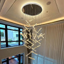 Axyaa Crystal Chandelier Stair Pendant Lamp Living Room Interior Lighting