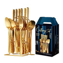 Axyaa 24-Piece Stainless Steel Hammer Pattern Cutlery Set