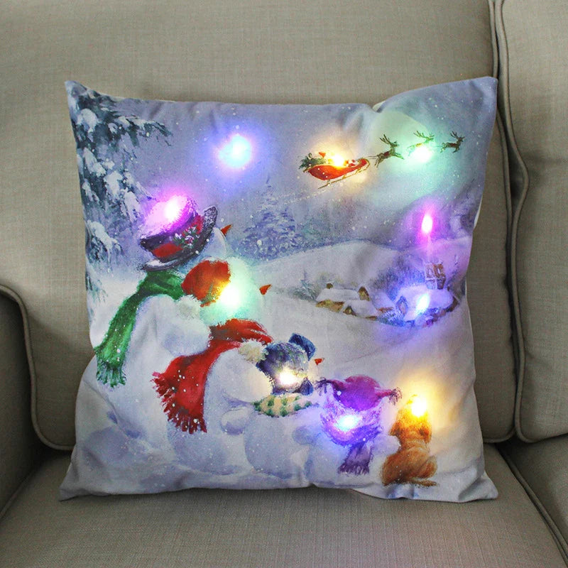 Axyaa LED Christmas Pillow Cover for Festive Holiday Decor