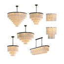 Black Alabaster LED Chandelier by Axyaa - Stylish Lighting for Living & Dining Room