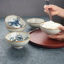 Axya Ceramic Noodle Soup and Dessert Bowl Set - Retro Korean Tableware