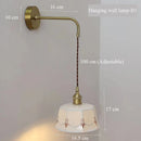 Axyaa Wooden Brass Glass Wall Lamp Modern Simple Bedroom Bedside Light