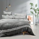 Axyaa Diamond Grid Striped Duvet Cover Set - Black Floral Pattern - 3 Piece Set