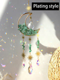 Axyaa Moon Crystal Suncatcher with Colorful Prism Pendant - Garden, Patio, Home Décor