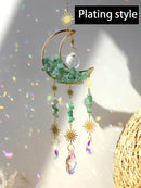 Axyaa Moon Crystal Suncatcher with Colorful Prism Pendant - Garden, Patio, Home Décor