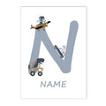 Axyaa Cartoon Vehicle & Dinosaur Canvas Wall Art for Boys Room
