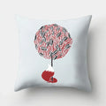 Fox and Bird Polyester Pillowcase by Axyaa: Cartoon Landscape Cushion Cover for Sofa