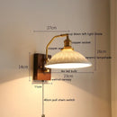 Axyaa Nordic Copper LED Wall Sconce with Adjustable Switch, Walnut Bedside Lamp