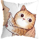 Axyaa Cute Cat Kiss Love Pillowcase 45x45cm - Home Decor Short Plush Pillow Cover