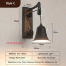 Axyaa Industrial Pulley Wall Lamp - Retro Style Adjustable Iron Sconce for Bar, Bedroom