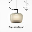 Axyaa Smoke Grey Amber Glass Ball Pendant - Large Art Glass Lamp