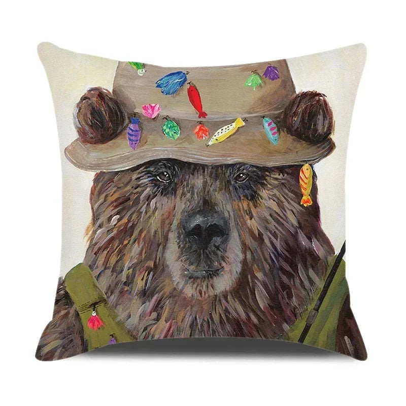 Axyaa Cartoon Animals Portrait Cushion Cover 45x45cm