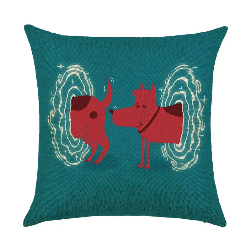 Axyaa Cartoon Design Linen Pillowcase for Home Décor