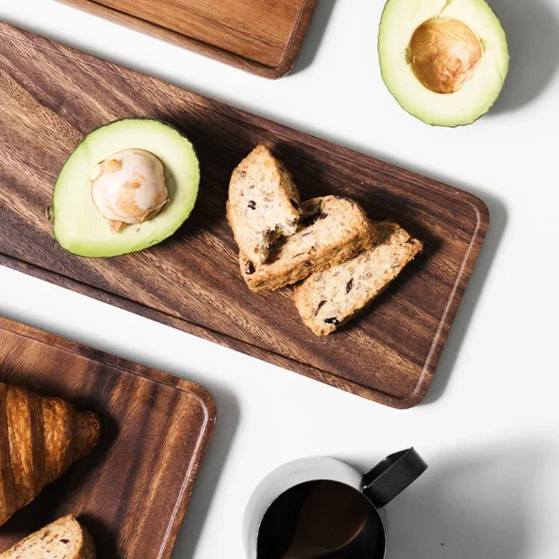 Axya Solid Wood Japanese Walnut Tea Tray for Home, Square Dinner Plate