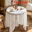Axyaa Lace Tablecloth - White Retro French Cover for Tables