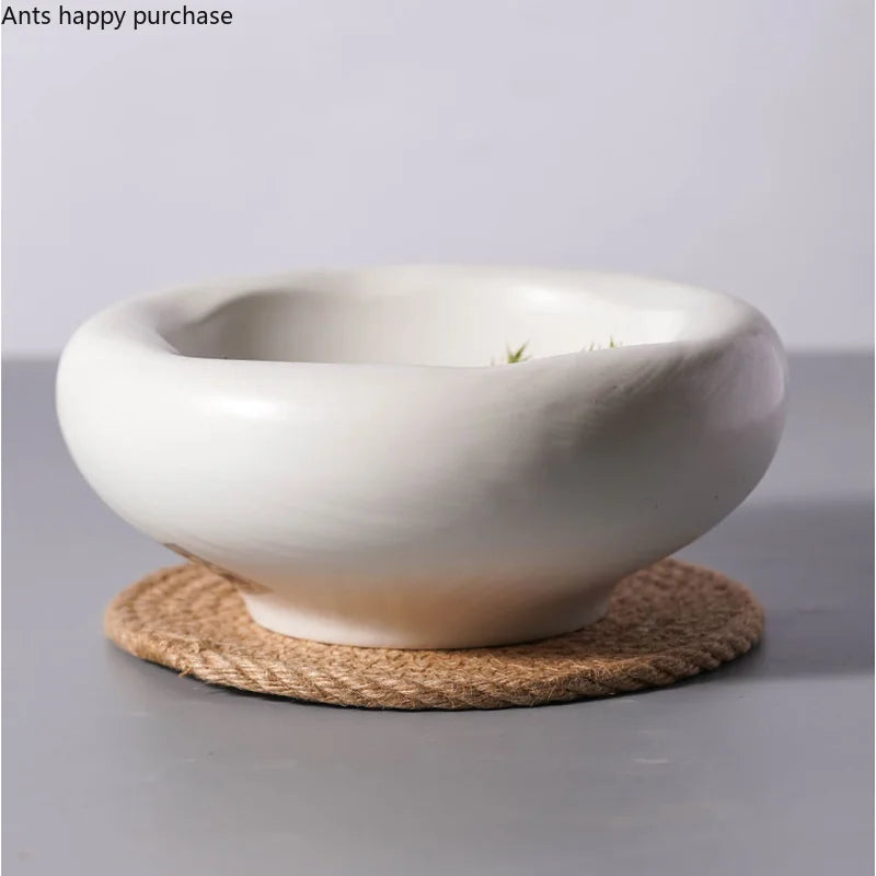 Axya White Ceramic Dinner Plates & Salad Bowl Set