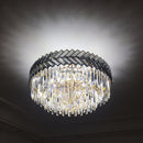 Axyaa Luxury Round Crystal Chandelier for Modern Living Room and Kitchen Island