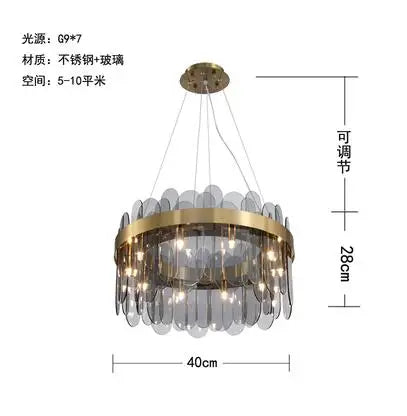 Axyaa Nordic Smoke Grey Glass Chandelier Pendant Light for Living Room, Bedroom, Hotel, Restaurant, Bar