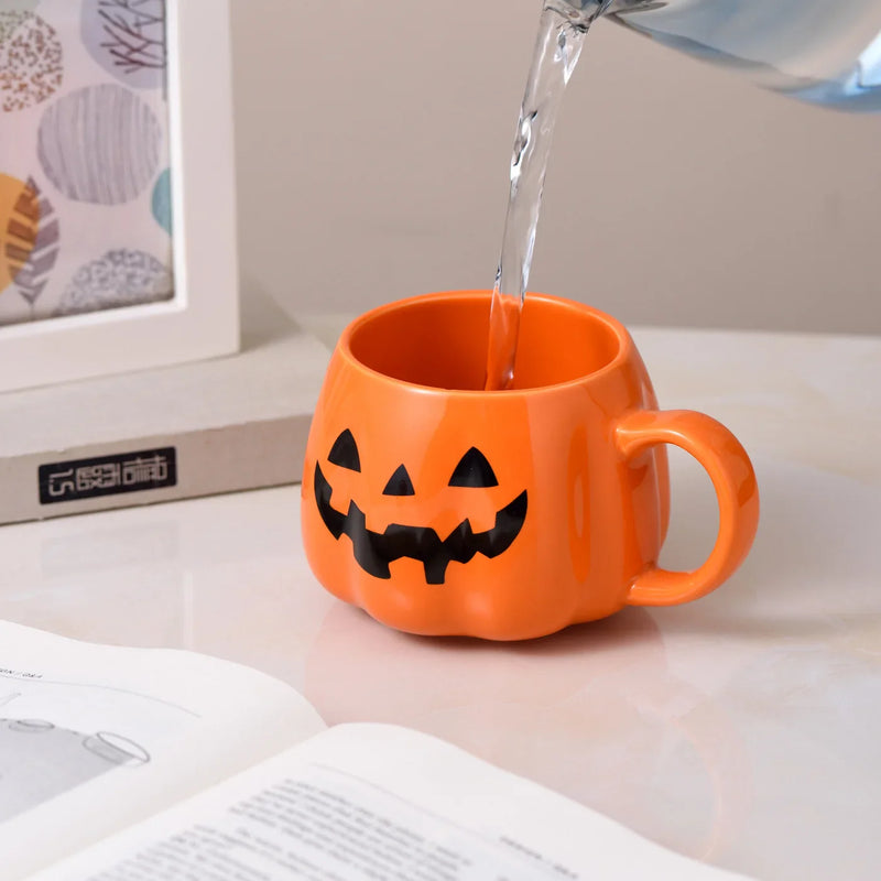 Axya Halloween Pumpkin Ceramic Mug - Fun Pumpkin Cup for Halloween Decor