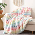 Axyaa Rabbit Fleece Blanket: Soft Solid Color Faux Fur Plush Throw for Home & Travel