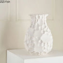 Axyaa White Porcelain Honeycomb Ceramic Vase with Artificial Flowers