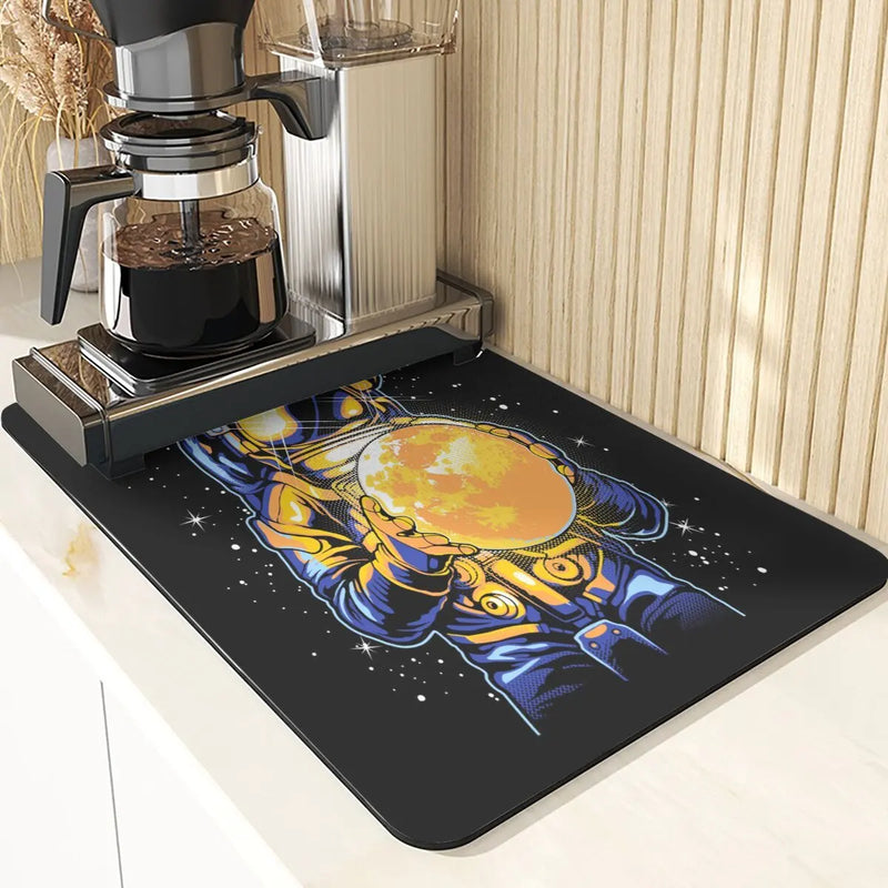 Axyaa Astronaut Silicone Dish Mat - Space Style Diatomaceous Earth Kitchen Accessory