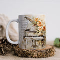 Axyaa Music Theme Ceramic Coffee Mug - Violin Piano Harp Saxophone Picture Mug