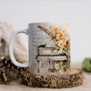 Axyaa Music Theme Ceramic Coffee Mug - Violin Piano Harp Saxophone Picture Mug