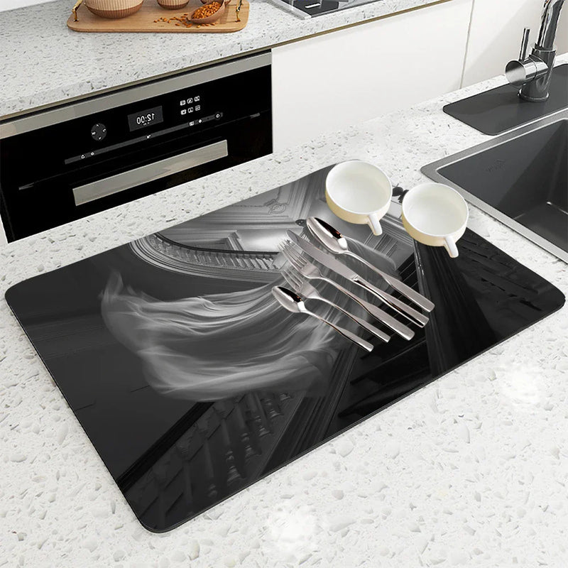 Axyaa Ghost House Absorbent Anti-slip Dish Mat