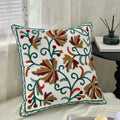 Axyaa Ethnic Floral Embroidered Cotton Throw Pillowcase Cover