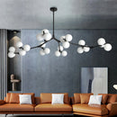 Axyaa Nordic Gold/Black Glass Balls Chandelier: Modern Tree Branches LED Pendant Light