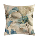 Axyaa Flower Linen Pillowcase 45*45cm, Soft Square Cushion Cover for Home Decor