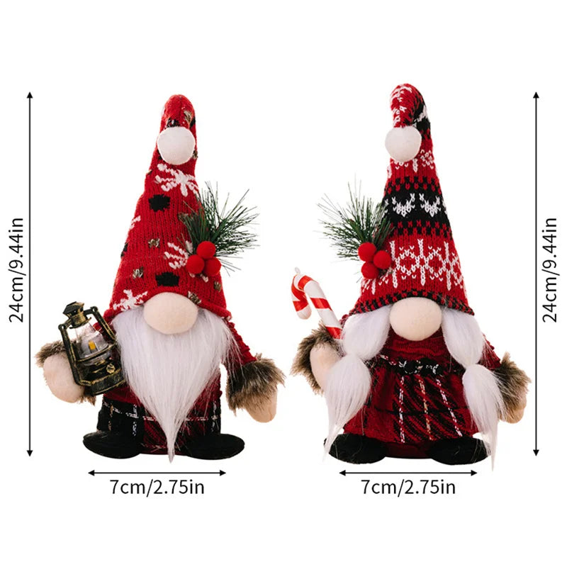 Axyaa Christmas Gnome Plush Doll with Crooked Hat and Crutch - Xmas Kids Gift Decorations