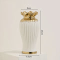 Axyaa Elegant White Ceramic Vase with Water Nourishing Rose Flower Arrangement