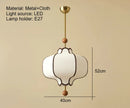 Axyaa Retro Fabric Pendant Light with Circular LED for Dining Room, Wooden Ball Fixtures E27