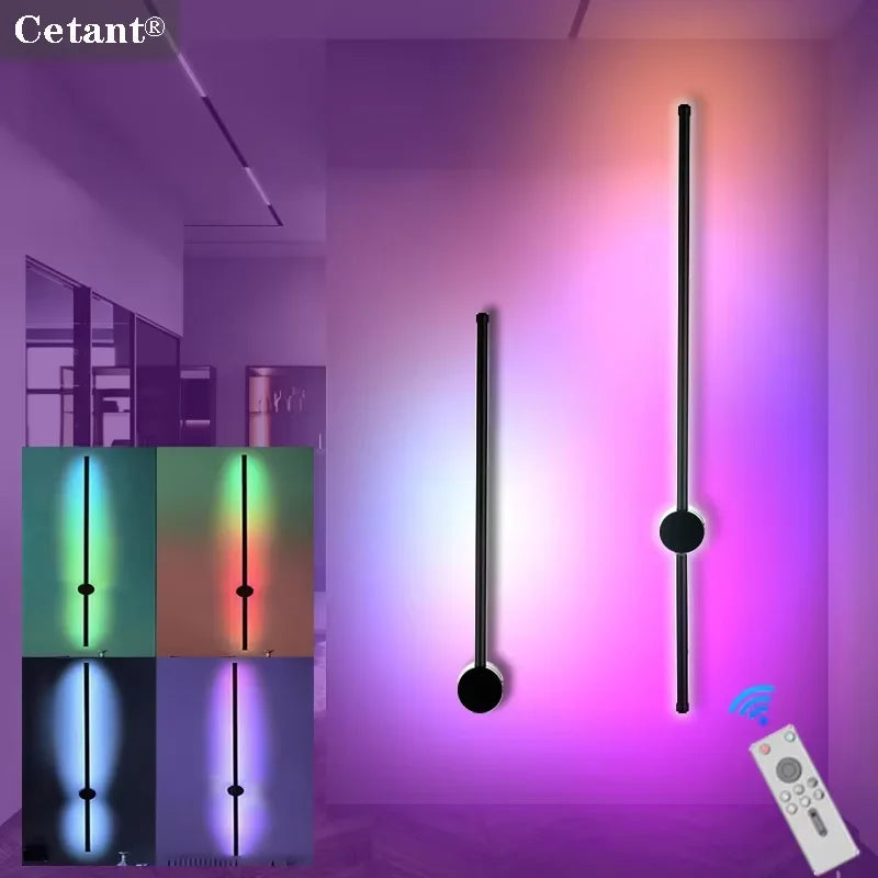 Axyaa Rotatable RGB LED Wall Lamp 60/80/100cm for Bedroom Living Room Decor