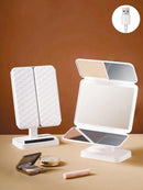 Axyaa LED Lighted Rechargeable 10x Magnifying Makeup Mirror, Foldable Double Sided Travel Beauty Mirror