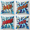 Axyaa Comic Style Boom Bang Dad Pillows Pattern Cushion Cover