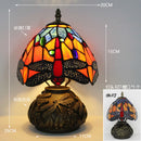 Axyaa Red Rose Stained Glass Table Lamp 8" - Bedroom Living Room Home Office