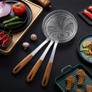 Axyaa Large Stainless Steel Colander with Wooden Handle for Kitchen Filtering and Draining