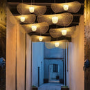 Axyaa Bamboo Pendant Light: Japanese Style Chandelier for Dining, E27 Suspended Luminaire