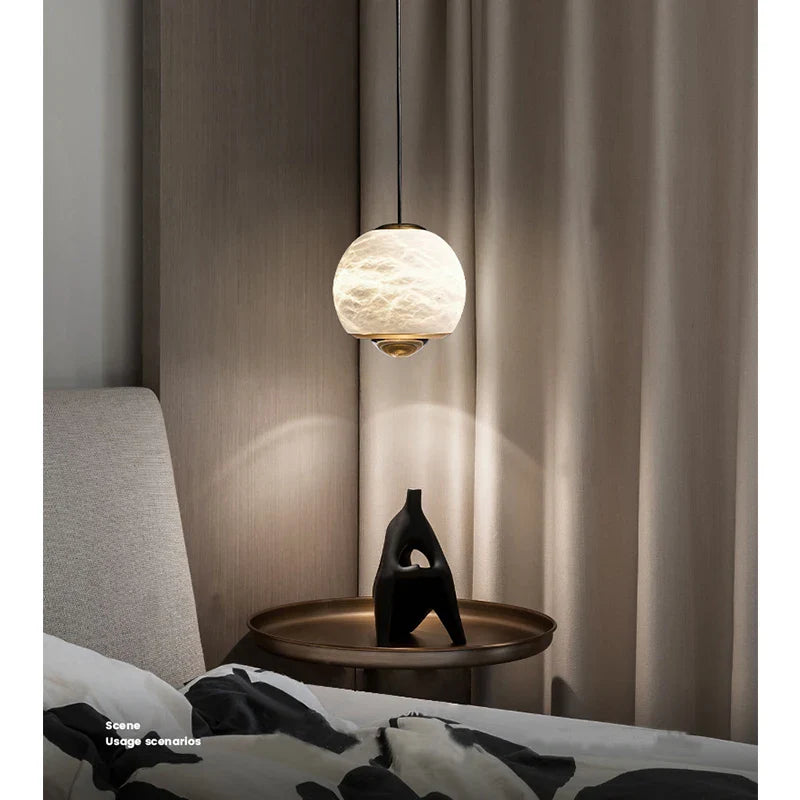 Axyaa Natural Marble Chandelier: Modern Medieval Designer Lamp for Living Room and Bar