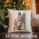 Axyaa Christmas-themed Pillowcases with Festive Scenes Pattern Square Cushion Cover