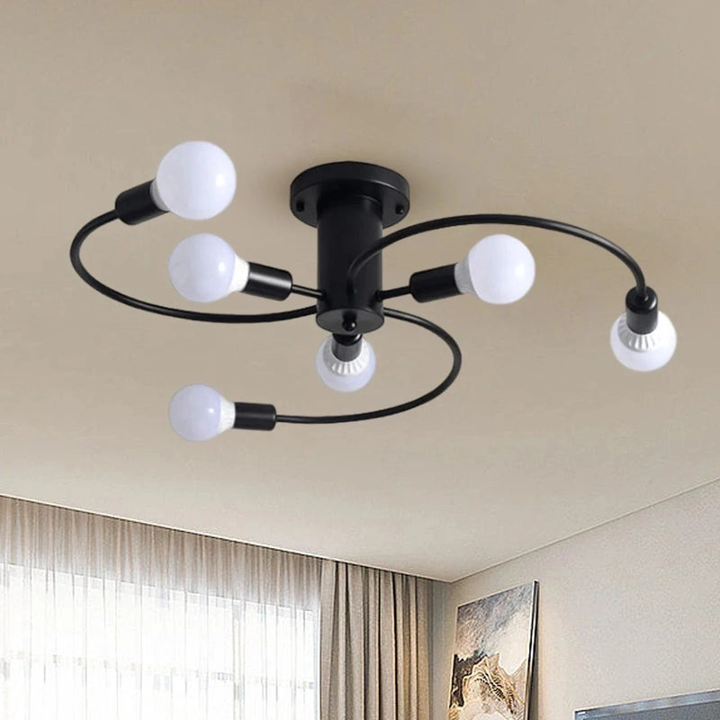 Axyaa Retro Iron Fan Chandelier for Home Living Bedroom Decor