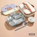 Axyaa Stainless Steel Divided Lunch Box Set - Large Capacity, Microwave Safe