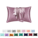 Axyaa Silky Satin King Pillowcase Luxury Comfort Solid Color Smooth Queen Cover